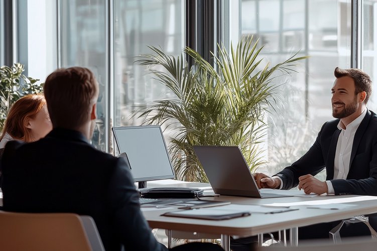 sprechende Personen am Tisch