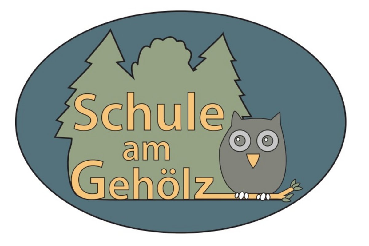 Logo der Schule am Gehölz Lunden mit Wald und Eule